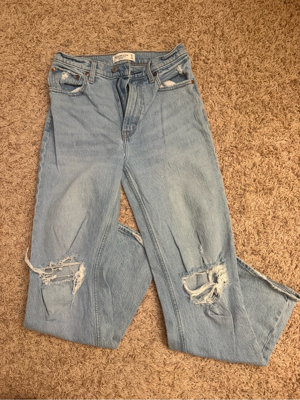 Abercrombie & Fitch Light Blue Distressed Flare Jeans